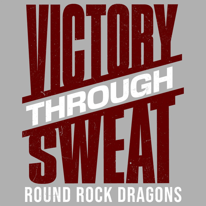 Close-up view of Round Rock High School Dragons Women's Grey SoftStyle T-shirt 241