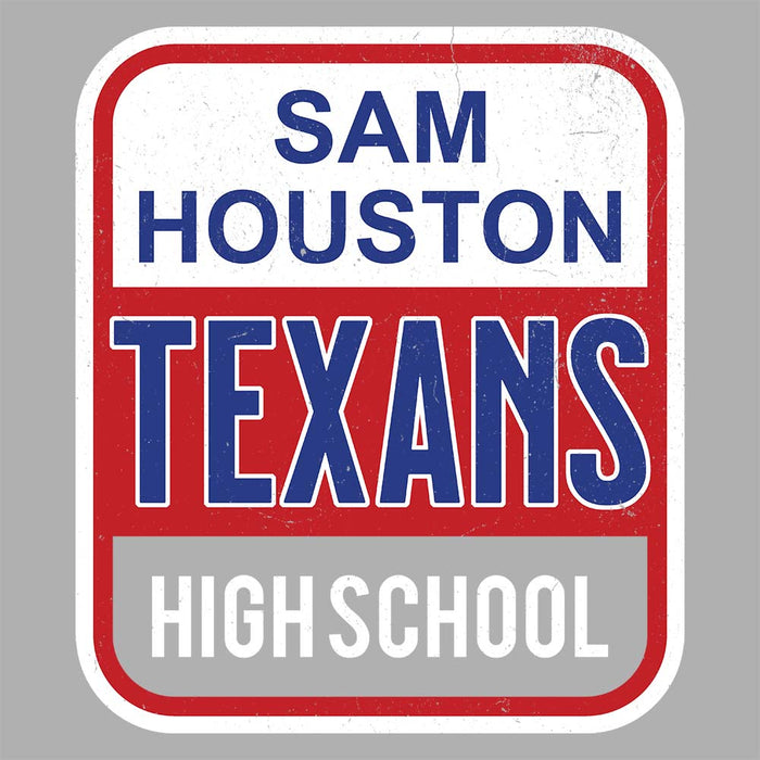 Close-up view of Sam Houston High School Texans Unisex 3/4 sleeve Raglan T-shirt 001