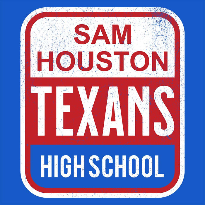 Close-up view of Sam Houston High School Texans Royal Blue Classic Unisex T-shirt 001