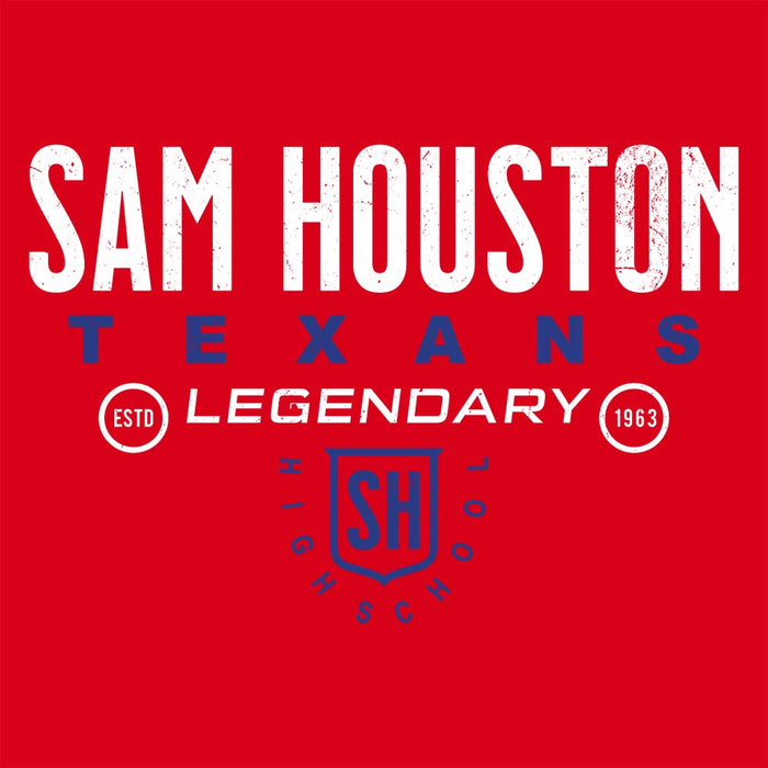 Close-up view of Sam Houston High School Texans Red Classic Unisex T-shirt 003