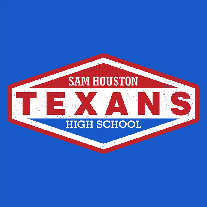 Close-up view of Sam Houston High School Texans Royal Blue Classic Unisex T-shirt 009