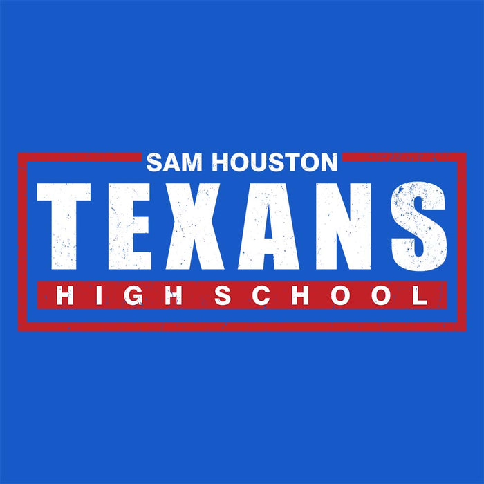 Close-up view of Sam Houston High School Texans Royal Blue Classic Unisex T-shirt 049