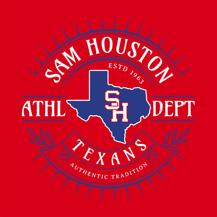 Close-up view of Sam Houston High School Texans Red Classic Unisex T-shirt 201