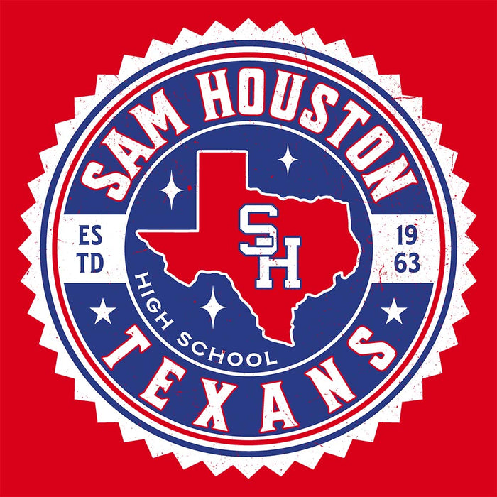 Close-up view of Sam Houston High School Texans Red Classic Unisex T-shirt 203