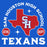 Close-up view of Sam Houston High School Texans Royal Blue Classic Unisex T-shirt 208