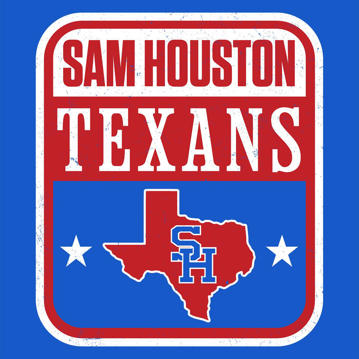 Close-up view of Sam Houston High School Texans Royal Blue Classic Unisex T-shirt 001
