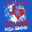 A graphic design featuring a red silhouette of Texas with a blue 'SH' monogram in the center, surrounded by white paint splatter. The text 'SAM HOUSTON' appears in distressed red at the top, and 'TEXANS high school' is written in red and white at the bottom, all on a solid blue background.