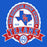 A circular red, white, and blue Sam Houston High School Texans emblem on a solid blue background, featuring a Texas-shaped outline with an SH logo, the words 'SAM HOUSTON HIGH SCHOOL,' 'TEXANS,' and 'ESTD 1963.'.