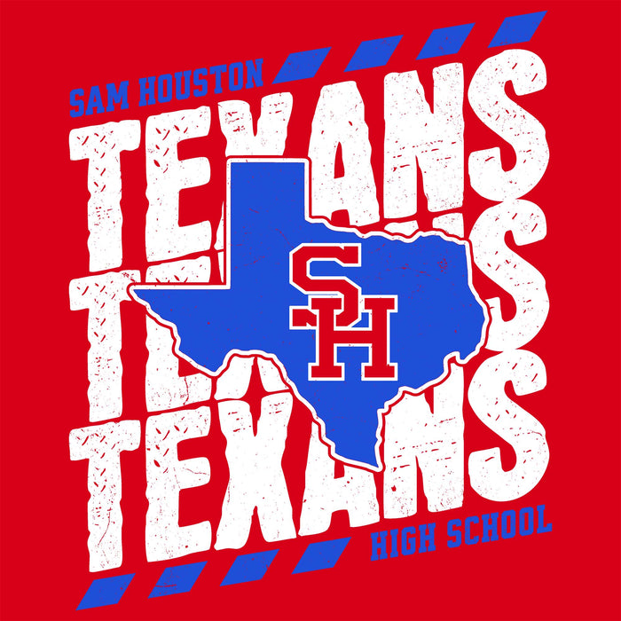 Close-up view of Sam Houston High School Texans Red Classic Unisex T-shirt 223
