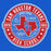 A circular red, white, and blue graphic on a solid blue background reading 'SAM HOUSTON TEXANS' with 'HIGH SCHOOL' at the bottom, a red Texas outline in the center, and 'SH' lettering over it. Smaller text includes 'ESTD 1963', 'SPIRIT MODE ACTIVATED', 'LOUD PROUD', and 'GET FIRED UP'.