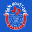 A red and white circular graphic on a blue background featuring the text 'SAM HOUSTON' around a red Texas outline with 'SH' inside, plus additional text including 'LEGENDS FOREVER', 'WE ARE ONE', 'OUR TIME IS NOW', and 'TEXANS'.