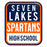 Close-up view of Seven Lakes High School Spartans Unisex 3/4 sleeve Raglan T-shirt 001