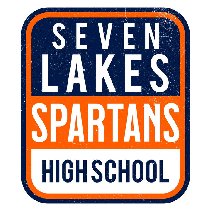 Close-up view of Seven Lakes High School Spartans Unisex 3/4 sleeve Raglan T-shirt 001