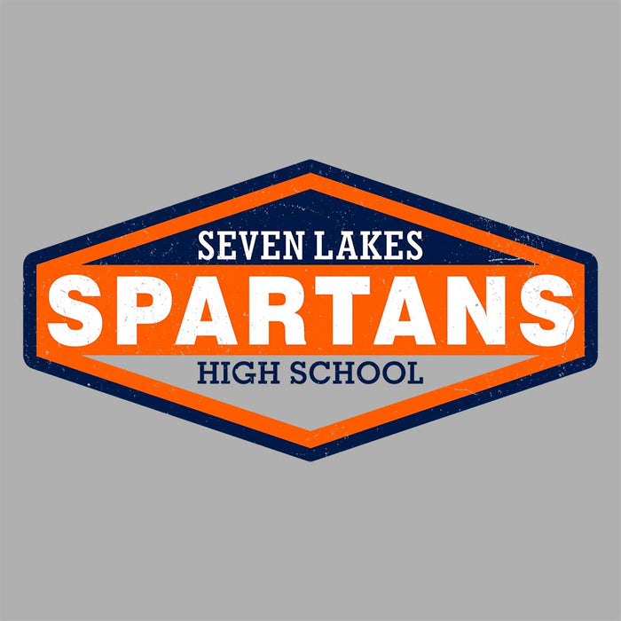 Close-up view of Seven Lakes High School Spartans Grey Women's T-shirt 009