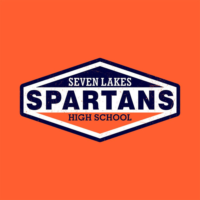 Close-up view of Seven Lakes High School Spartans Orange Classic Unisex T-shirt 009