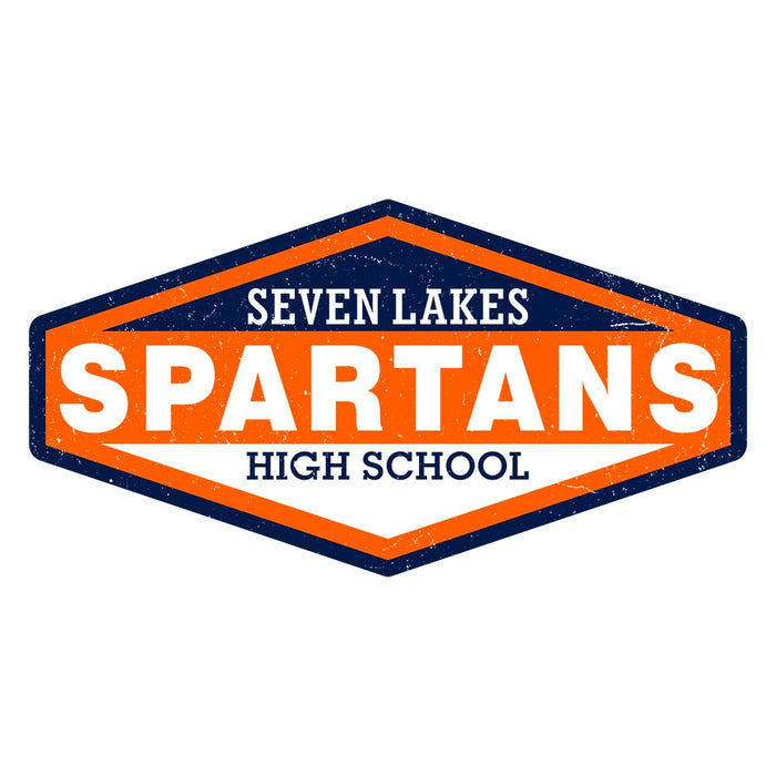 Close-up view of Seven Lakes High School Spartans Unisex 3/4 sleeve Raglan T-shirt 009