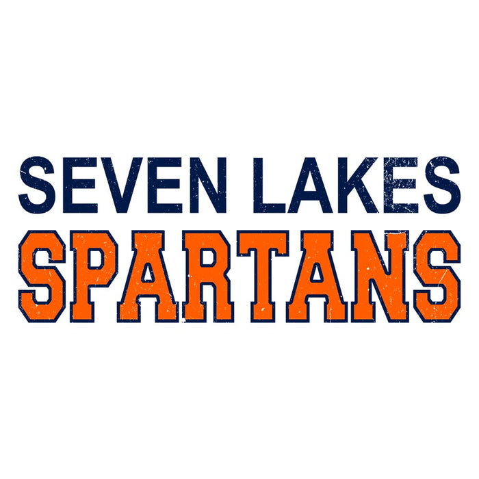 Close-up view of Seven Lakes High School Spartans Unisex 3/4 sleeve Raglan T-shirt 010