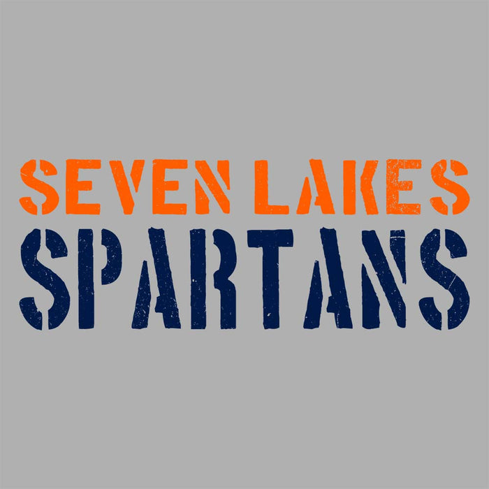 Close-up view of Seven Lakes High School Spartans Grey Women's T-shirt 017