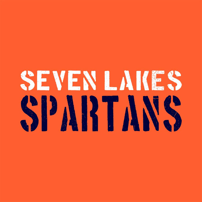 Close-up view of Seven Lakes High School Spartans Orange Classic Unisex T-shirt 017