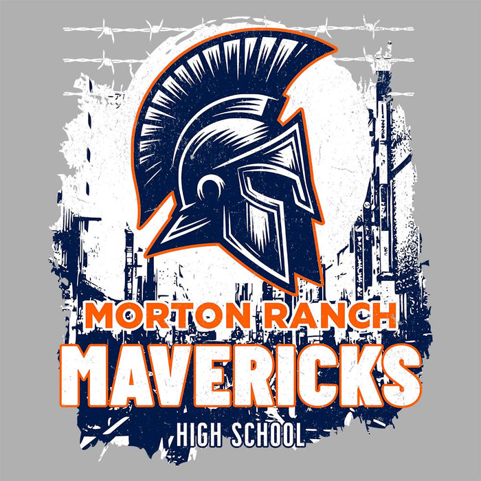 Close-up view of Seven Lakes High School Spartans Grey Women's T-shirt 202