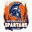 Close-up view of Seven Lakes High School Spartans Unisex 3/4 sleeve Raglan T-shirt 202