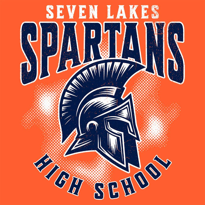 Close-up view of Seven Lakes High School Spartans Orange Classic Unisex T-shirt 213