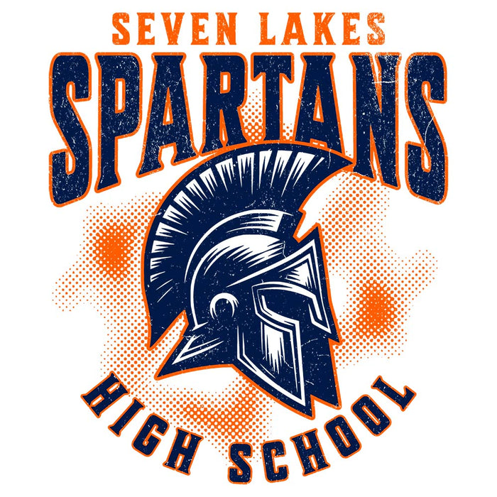 Close-up view of Seven Lakes High School Spartans Unisex 3/4 sleeve Raglan T-shirt 213