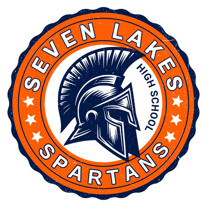 Close-up view of Seven Lakes High School Spartans Unisex 3/4 sleeve Raglan T-shirt 216