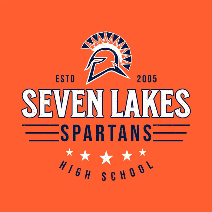 Close-up view of Seven Lakes High School Spartans Orange Classic Unisex T-shirt 217