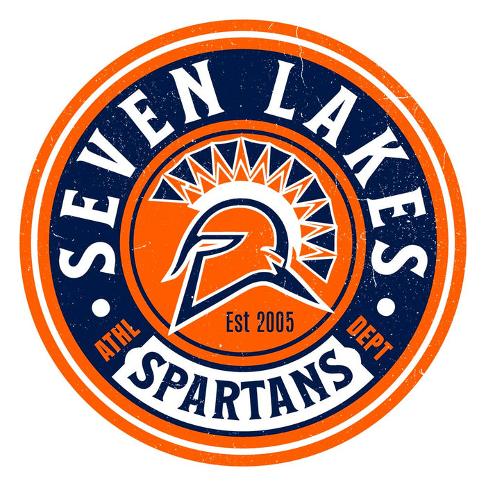 Close-up view of Seven Lakes High School Spartans Unisex 3/4 sleeve Raglan T-shirt 220