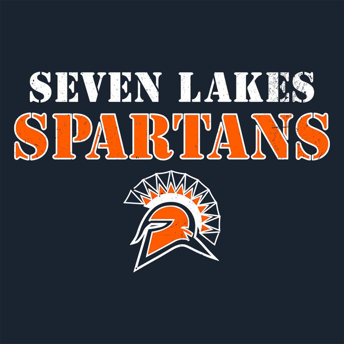 Close-up view of Seven Lakes High School Spartans Navy Women's T-shirt 222