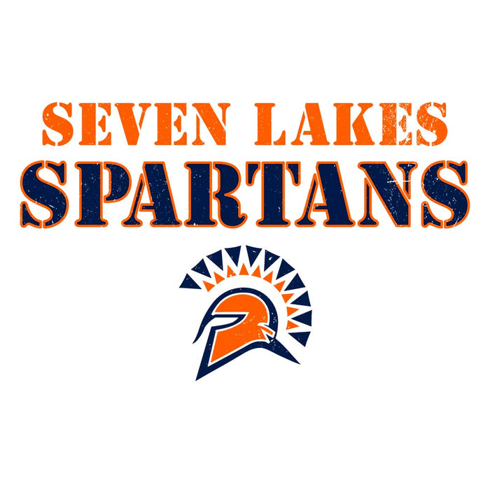 Close-up view of Seven Lakes High School Spartans Unisex 3/4 sleeve Raglan T-shirt 222