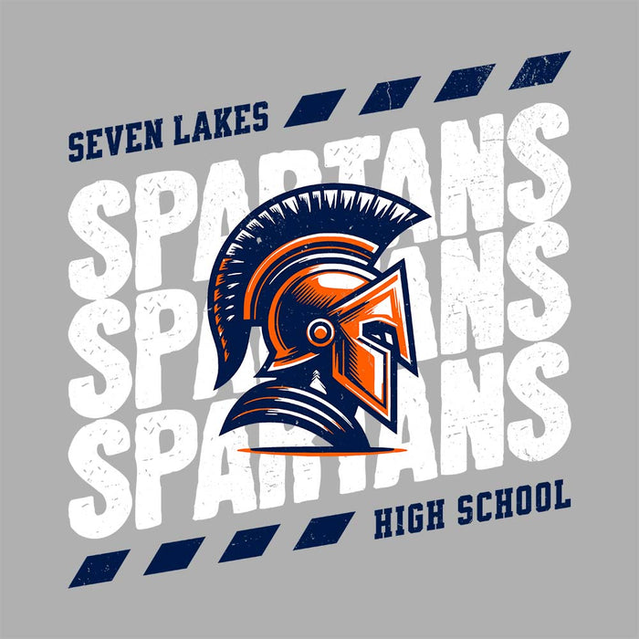 Close-up view of Seven Lakes High School Spartans Grey Women's T-shirt 223