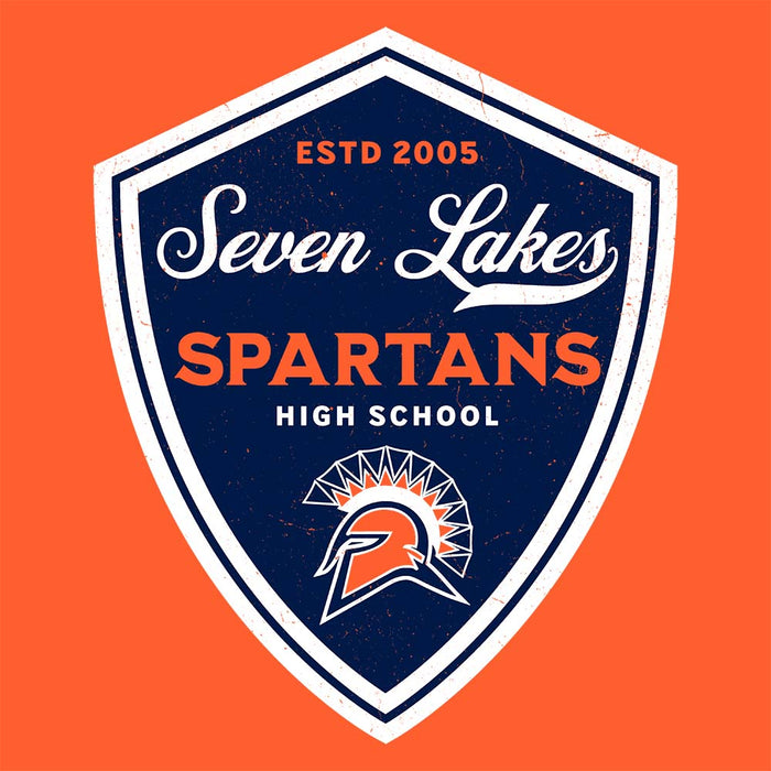 Close-up view of Seven Lakes High School Spartans Orange Classic Unisex T-shirt 225