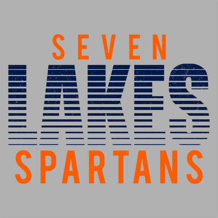 Close-up view of Seven Lakes High School Spartans Grey Women's T-shirt 024