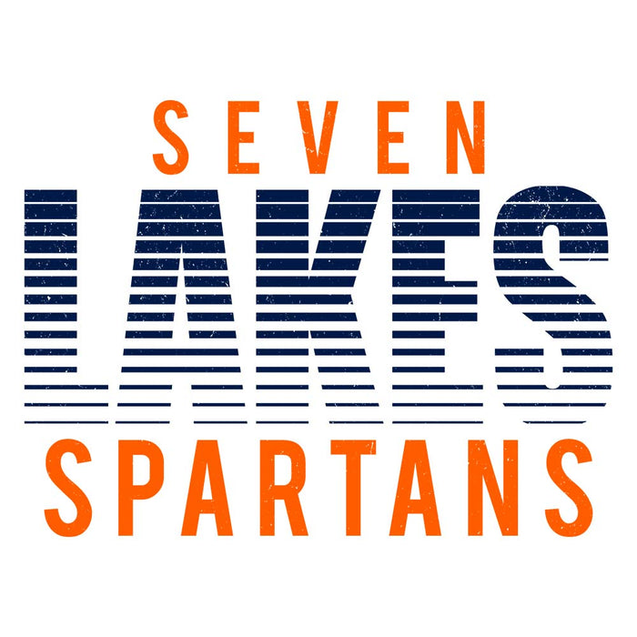 Close-up view of Seven Lakes High School Spartans Unisex 3/4 sleeve Raglan T-shirt 024