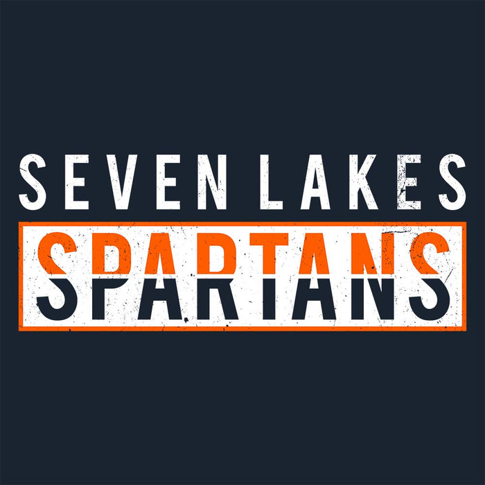 Close-up view of Seven Lakes High School Spartans Navy Women's T-shirt 031