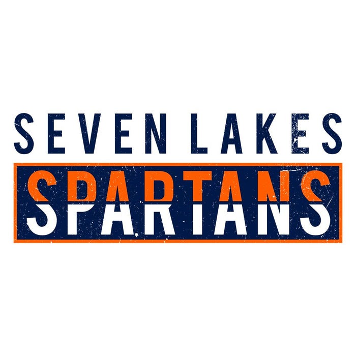 Close-up view of Seven Lakes High School Spartans Unisex 3/4 sleeve Raglan T-shirt 031