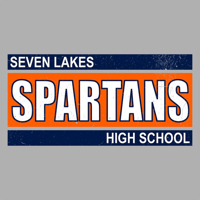 Close-up view of Seven Lakes High School Spartans Grey Women's T-shirt 098