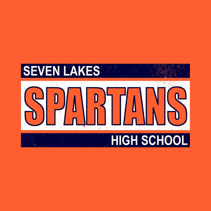 Close-up view of Seven Lakes High School Spartans Orange Classic Unisex T-shirt 098