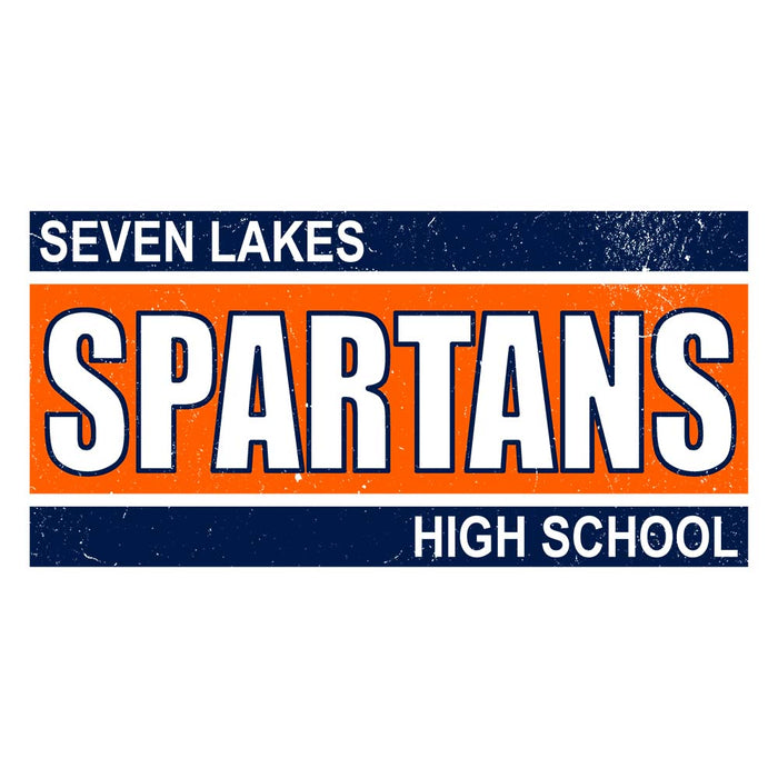 Close-up view of Seven Lakes High School Spartans Unisex 3/4 sleeve Raglan T-shirt 098