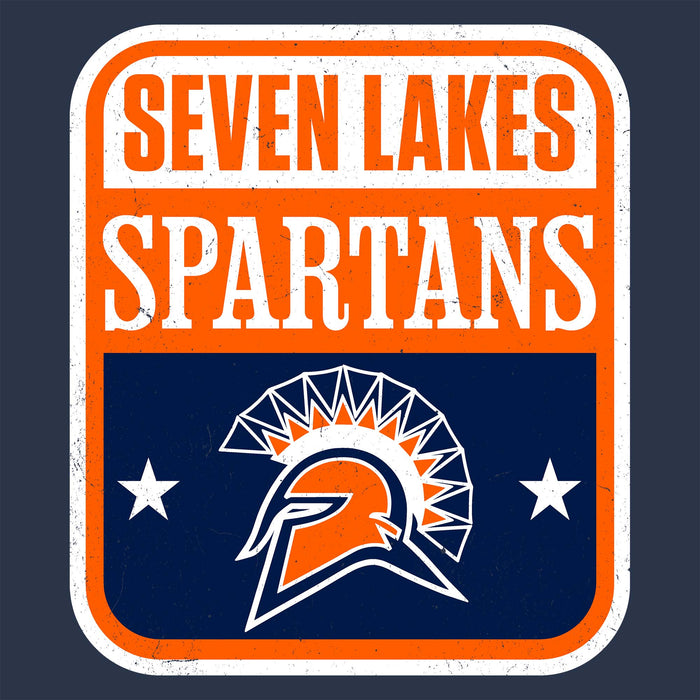 Close-up view of Seven Lakes High School Spartans Unisex 3/4 sleeve Raglan T-shirt 001