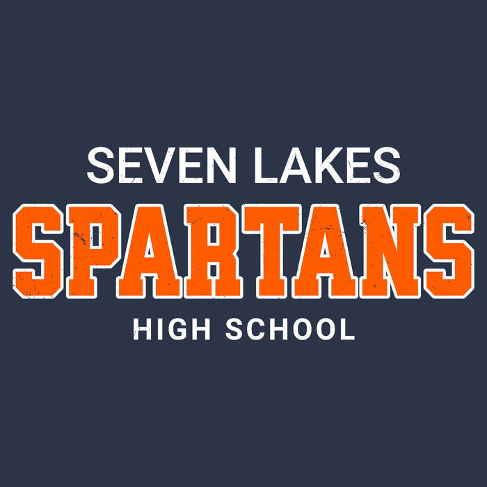 Close-up view of Seven Lakes High School Spartans Unisex 3/4 sleeve Raglan T-shirt 002