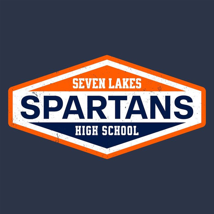 Close-up view of Seven Lakes High School Spartans Unisex 3/4 sleeve Raglan T-shirt 009