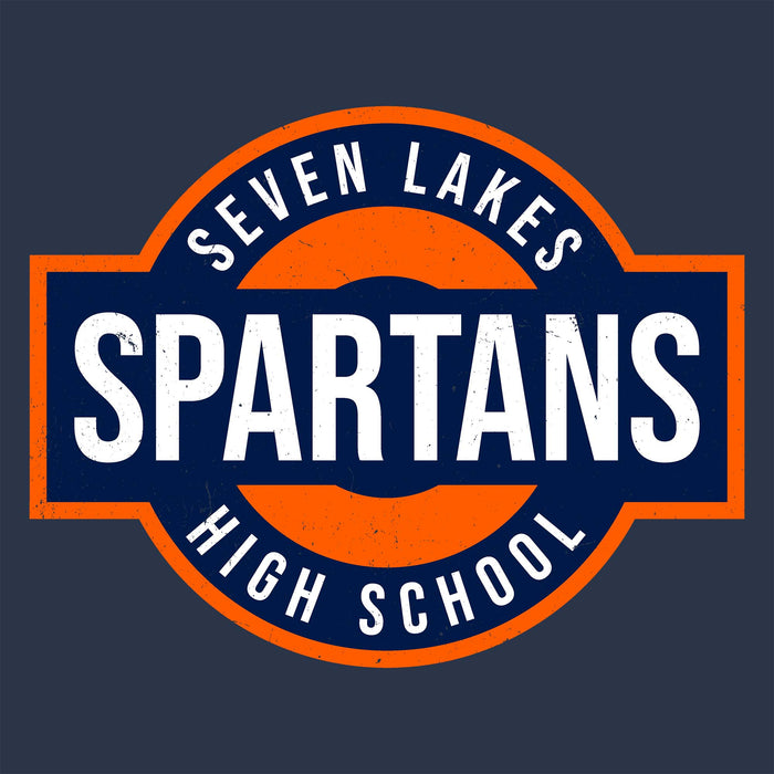 Close-up view of Seven Lakes High School Spartans Unisex 3/4 sleeve Raglan T-shirt 011