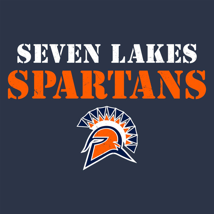 Close-up view of Seven Lakes High School Spartans Unisex 3/4 sleeve Raglan T-shirt 017