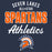 Close-up view of Seven Lakes High School Spartans Unisex 3/4 sleeve Raglan T-shirt 034