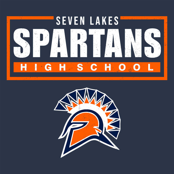 Close-up view of Seven Lakes High School Spartans Unisex 3/4 sleeve Raglan T-shirt 049