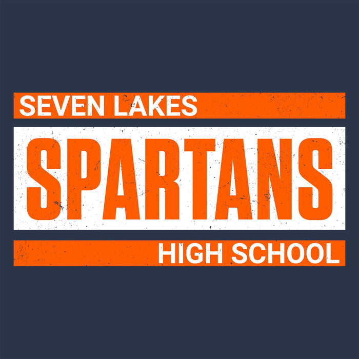 Close-up view of Seven Lakes High School Spartans Unisex 3/4 sleeve Raglan T-shirt 098