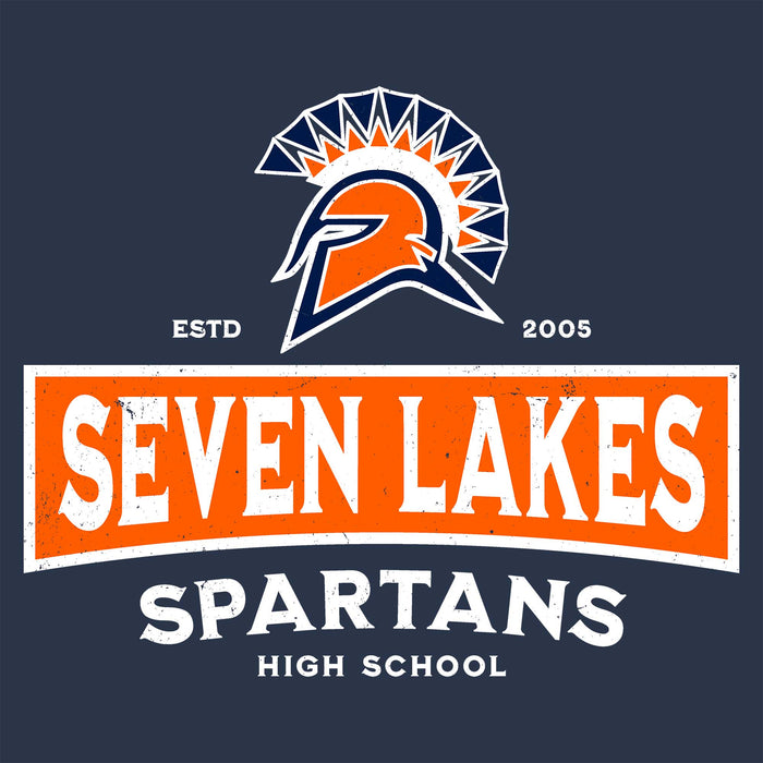 Close-up view of Seven Lakes High School Spartans Unisex 3/4 sleeve Raglan T-shirt 202